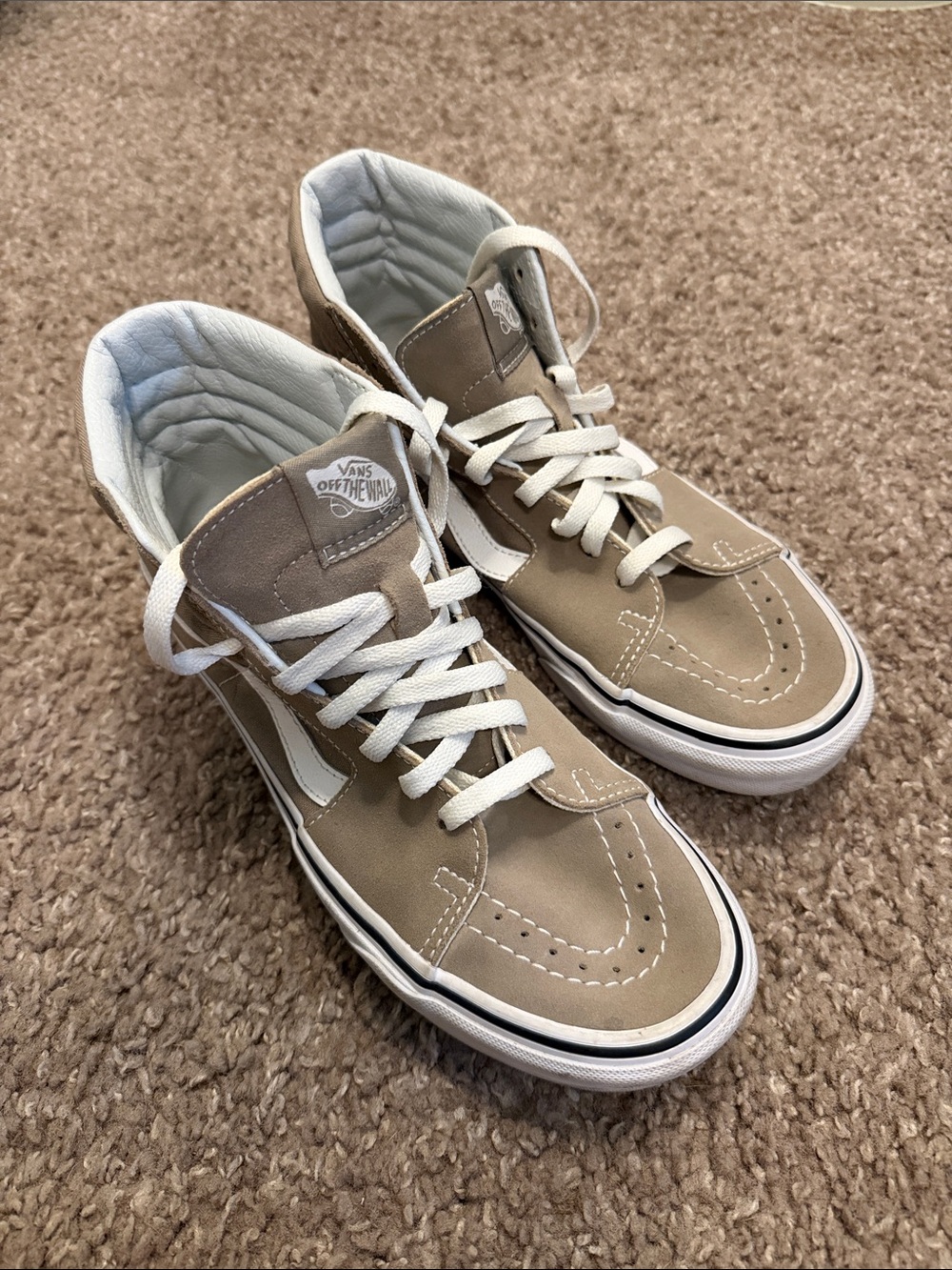 Vans Women’s High-Top Sneakers in Beige and White